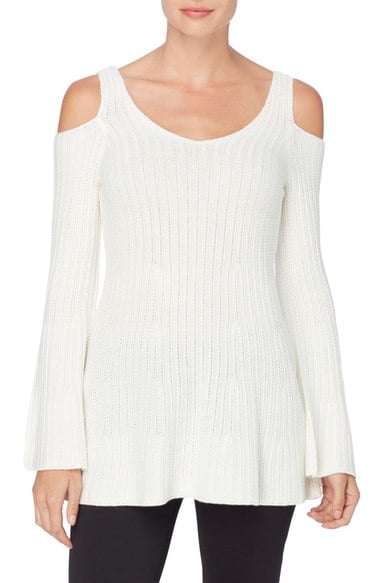Catherine Catherine Malandrino Thelma Cold Shoulder Sweater Macadamia bell sleeve sweaters