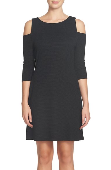 CeCe Kenzie Cold-Shoulder Dress Rich Black cold shoulder dresses nye