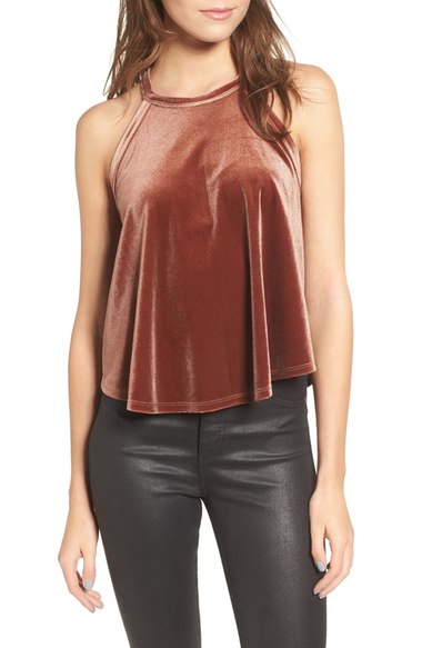 Chloe & Katie Velvet Swing Tank Rose velvet tops holiday party season