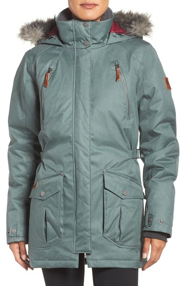 Columbia 'Barlow Pass' 550 TurboDown™ Waterproof Jacket with Faux Fur Trim Pond faux fur parkas winter 