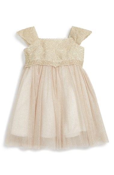 Dorissa 'Belinda' Lace & Tulle Party Dress (Baby Girls) Gold christmas dresses for baby girls