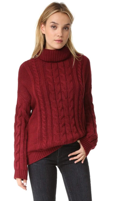 FAITHFULL THE BRAND Johnny Turtleneck Sweater Maroon