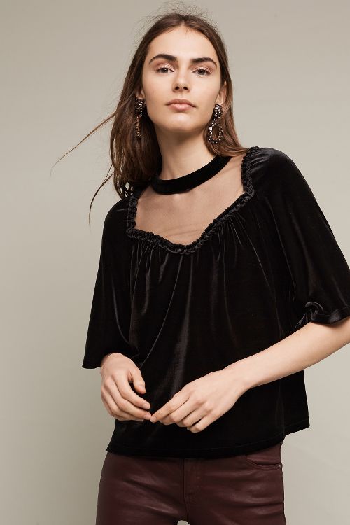 Foxiedox Agacia Velvet Top Black velvet tops holiday party