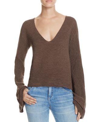 Free People Starman Bell-Sleeve Sweater Brown bell sleeve sweaters winter