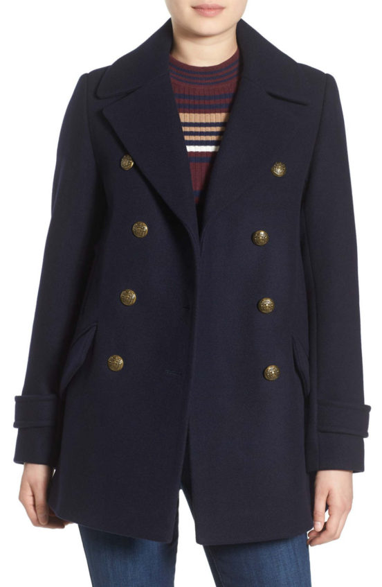 French Connection Wool Blend Peacoat Utility Blue peacoats winter