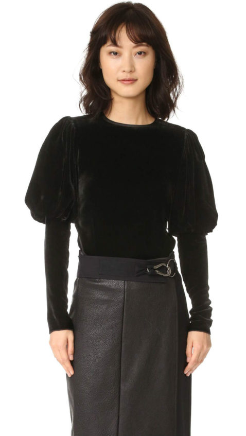 Georgia Alice Puff Sleeve Velvet Top Black