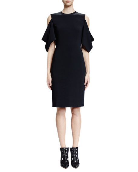 Givenchy Cold-Shoulder Half-Sleeve Sheath Dress Black cold shoulder dresses new year's eve