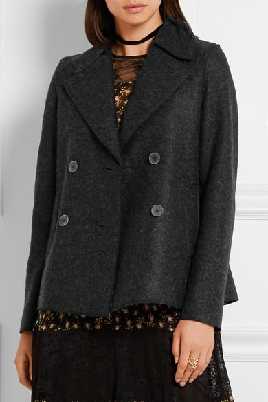 HARRIS WHARF LONDON Double-breasted wool-felt peacoat charcoal