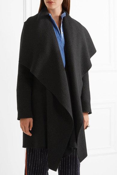 HARRIS WHARF LONDON Draped wool-felt coat black