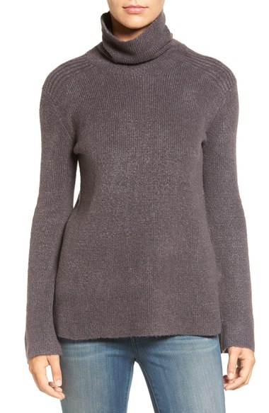 Hinge Bell Sleeve Turtleneck Sweater Grey Forged Rainbow Multi bell sleeve sweaters winter