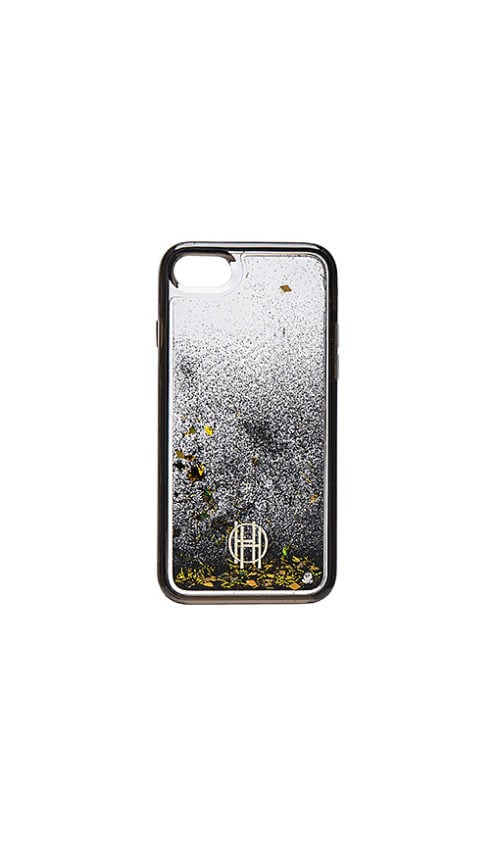 House Of Harlow LIQUID GLITTER IPHONE 7 CASE Clear Black Gold Foil