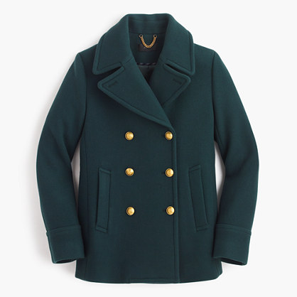 J.Crew MAJESTY PEACOAT IN STADIUM CLOTH item f4923 Dark Forest