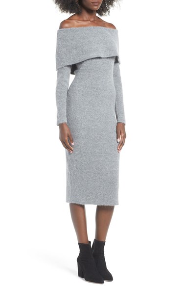 J.O.A. Off the Shoulder Sweater Dress Grey Nordstrom half yearly sale