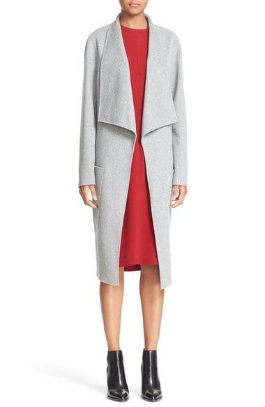 JOSEPH 'New Live' Double Face Wool & Cashmere Wrap Coat Marble