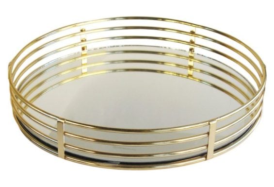 Jay Import 15" Round Mirrored Tray, Gold One Kings Lane