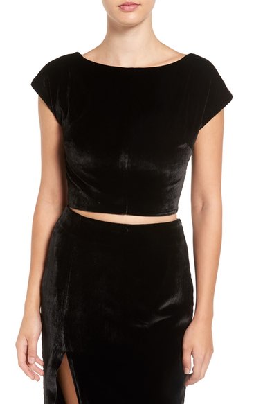 KENDALL + KYLIE Velvet Crop Top Black velvet tops