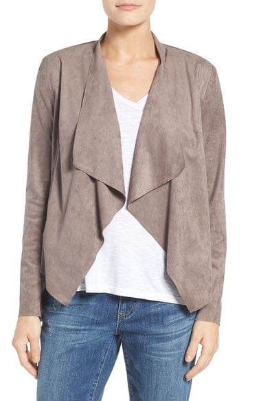 KUT from the Kloth Tayanita Faux Suede Jacket Buff drape jackets