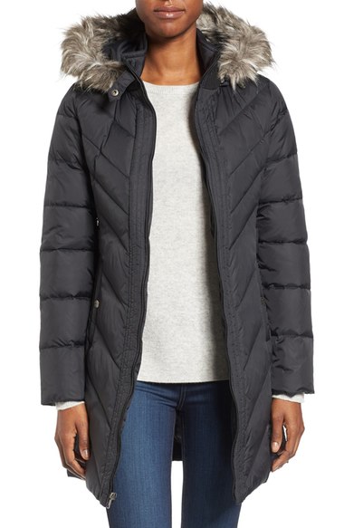 Larry Levine Faux Fur Trim Hooded Jacket Black faux fur parkas winter 