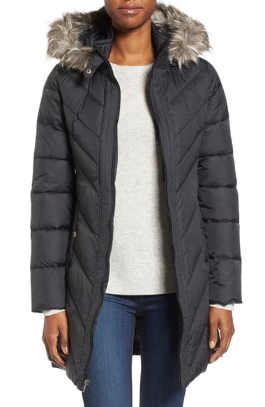 Larry Levine Faux Fur Trim Hooded Jacket Black puffer jackets winter