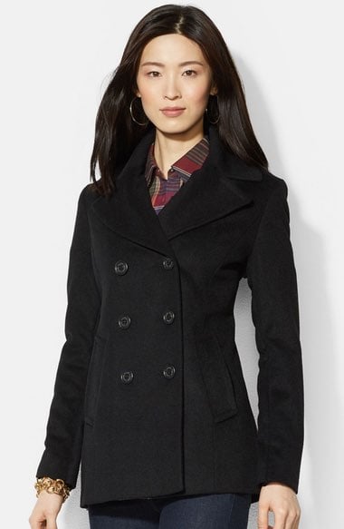 Lauren Ralph Lauren Double Breasted Wool Blend Peacoat New Black peacoats winter