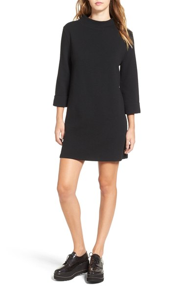 Leith Textured Shift Dress Black Nordstrom half yearly sale