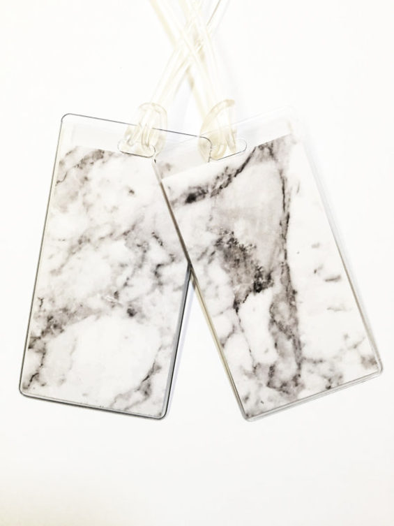 Luggage Tag Pair White Marble via PokeyPassports