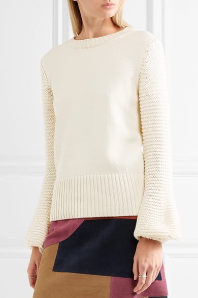 M.I.H JEANS Lova bell-sleeve cotton sweater Cream Cotton bell sleeve sweaters winter