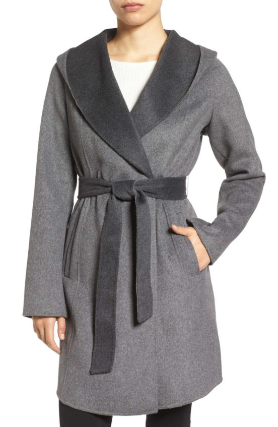 MICHAEL Michael Kors Double Face Hooded Wrap Coat Charcoal Grey Nordstrom half yearly sale 