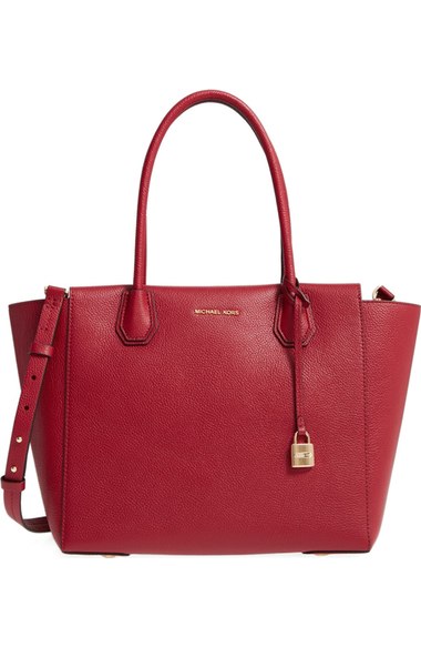MICHAEL Michael Kors Mercer Leather Satchel Cherry Gold Nordstrom half yearly sale
