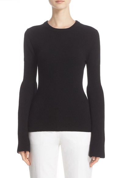Michael Kors Bell Sleeve Cashmere Sweater Black bell sleeve sweaters winter