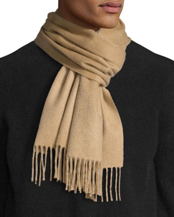 Neiman Marcus Cashmere Solid Fringe Scarf Camel Neiman Marcus friends and family sale