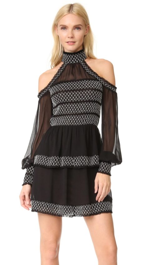 Nicholas Cold Shoulder Smock Dress Black