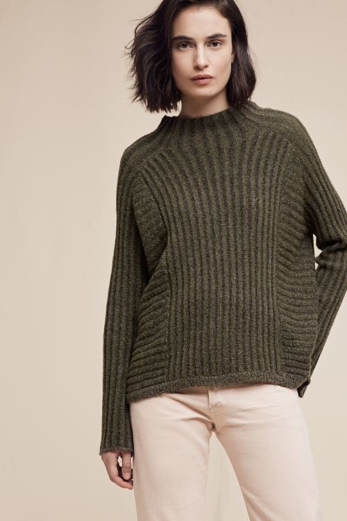 Noisy May Ribbed Bell-Sleeve Sweater Green bell sleeve sweaters winter
