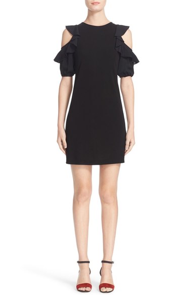 N°21 Ruffle Cold Shoulder Dress Black new year's eve dresses cold shoulder 