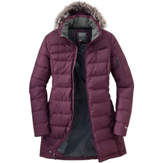 Outdoor Research Fernie Down Parka Faux Fur Hood Pinot - Women's faux fur parkas winter