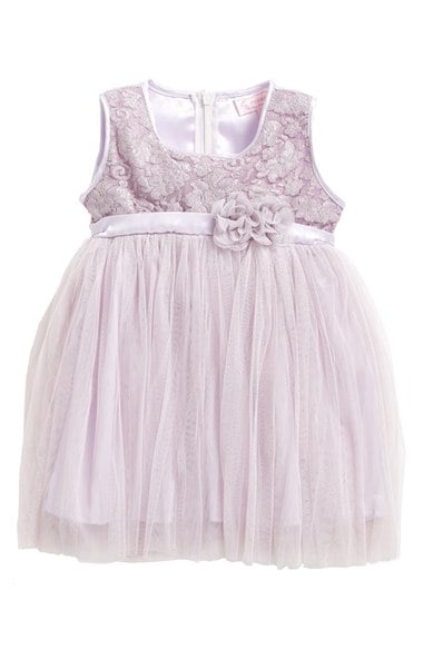 Popatu Empire Waist Lace Dress (Baby Girls) Lavender christmas dresses for baby girls