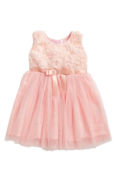 Popatu Empire Waist Rosette Dress (Baby Girls) Peach christmas dresses for baby girls