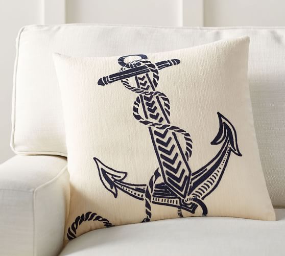 Pottery Barn ANCHOR CREWEL PILLOW COVER pottery barn buy more save more sale