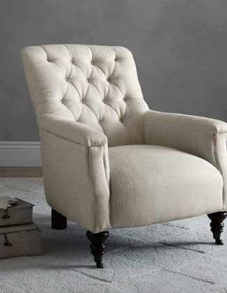 Pottery Barn CARLETON UPHOLSTERED ARMCHAIR Linen Oatmeal pottery barn winter warehouse clearance sale