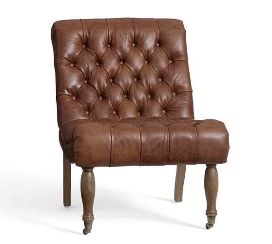 Pottery Barn CAROLYN TUFTED LEATHER CHAIR pottery barn premier event