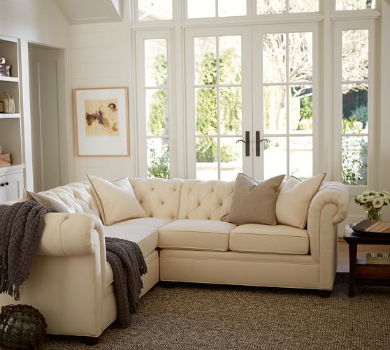 Pottery Barn CHESTERFIELD UPHOLSTERED 3-PIECE L-SHAPED SECTIONAL pottery barn buy more save more sale