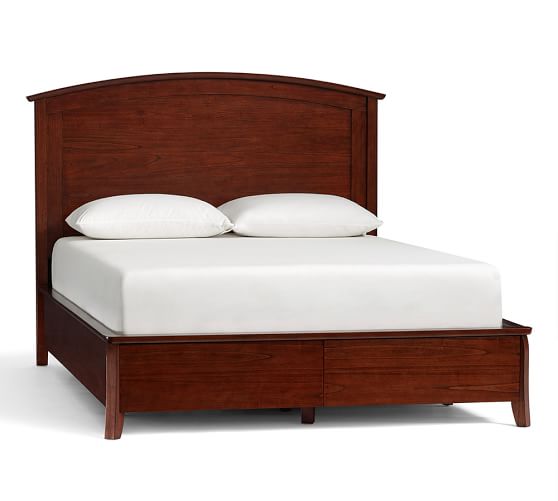 Pottery Barn CHLOE STORAGE BED Mahogany Stain Black pottery barn winter warehouse sale