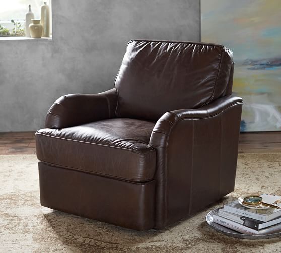 Pottery Barn CLIFFORD LEATHER SWIVEL ARMCHAIR pottery barn buy more save more sale