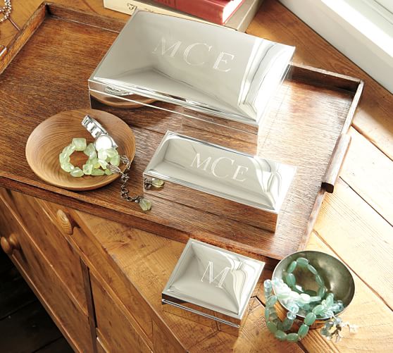 Pottery Barn ENGRAVABLE SILVER-PLATED JEWELRY BOXES
