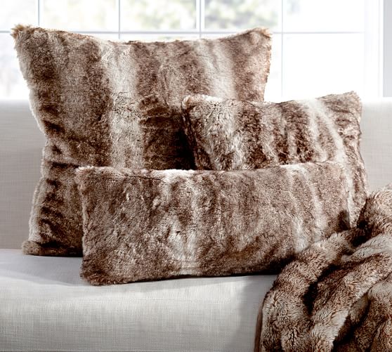 Pottery Barn FAUX FUR PILLOW COVER - CARAMEL OMBRE pottery barn faux fur sale