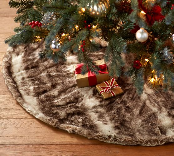 Pottery Barn FAUX FUR TREE SKIRT - CARAMEL OMBRE pottery barn premier event