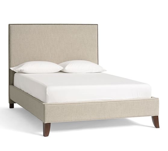 Pottery Barn FILLMORE SQUARE UPHOLSTERED BED & HEADBOARD pottery barn sale