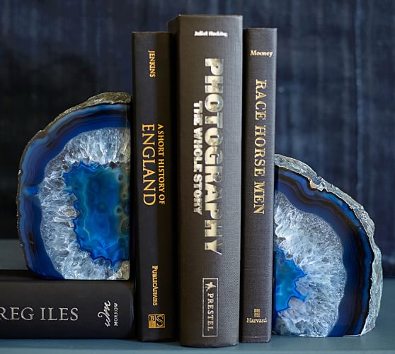 Pottery Barn GEODE BOOKENDS, SET OF 2 Blue pottery barn buy more save more sale