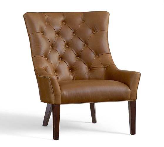 Pottery Barn HAYES LEATHER ARMCHAIR - TOFFEE pottery barn premier event 