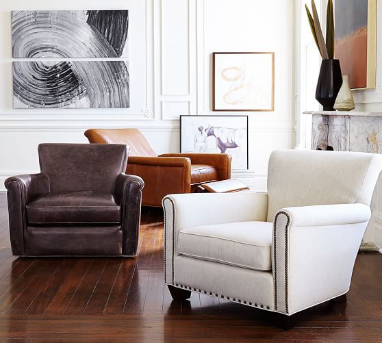 Pottery Barn IRVING UPHOLSTERED ARMCHAIR WITH NAILHEADS pottery barn buy more save more sale